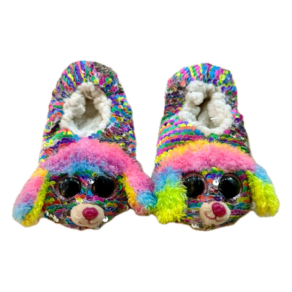 TY | Rainbow Poodle Sequin Slipper Socks, Small (Size 11-13)